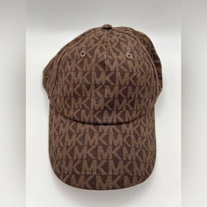 NWT Michael Kors Brown MK Monogram Logo Adjustable Baseball Cap Hat One Size